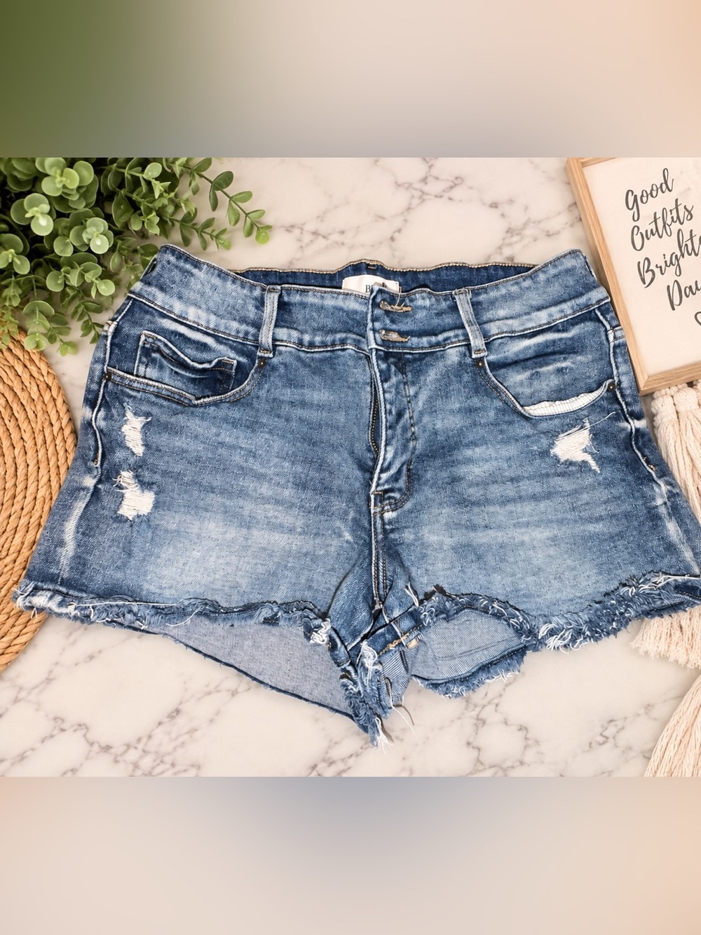 BKE Distressed Denim Cutoff Shorts Size 31 | Raw Frayed Hem